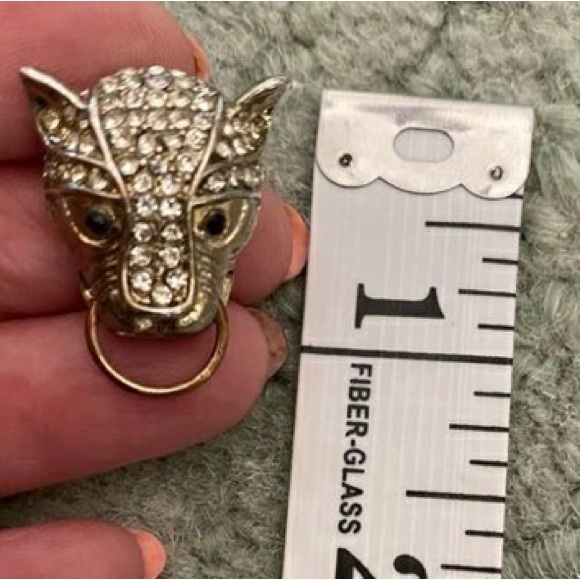 Vintage Panther Earrings with Rhinestones - Picture 3 of 3